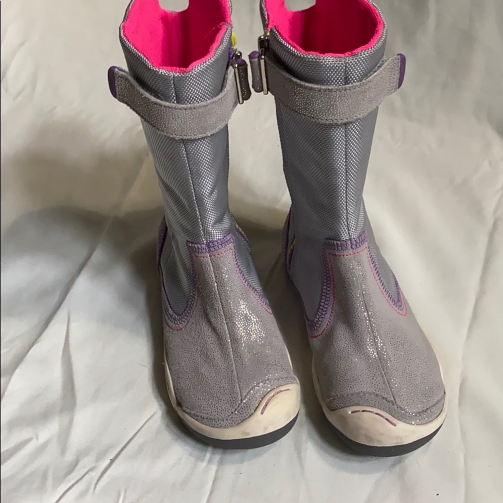 Plae silver Zip-Up Waterproof Boots Girls Size 12